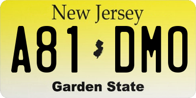 NJ license plate A81DMO