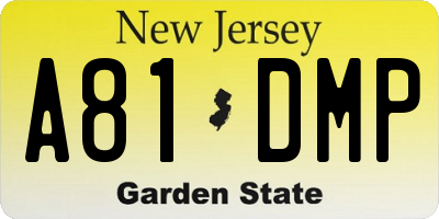 NJ license plate A81DMP