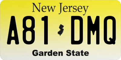 NJ license plate A81DMQ
