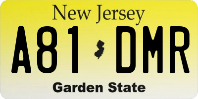 NJ license plate A81DMR