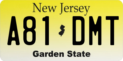 NJ license plate A81DMT