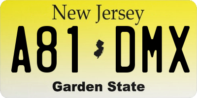 NJ license plate A81DMX