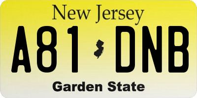 NJ license plate A81DNB
