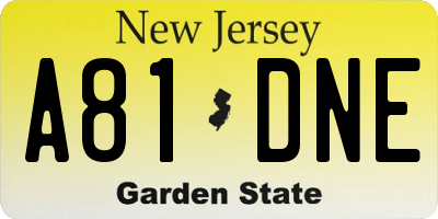 NJ license plate A81DNE