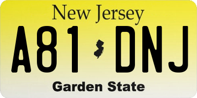 NJ license plate A81DNJ