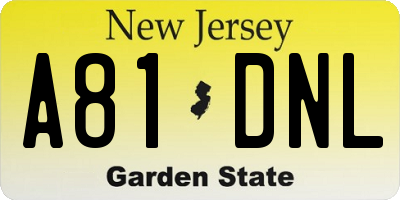 NJ license plate A81DNL