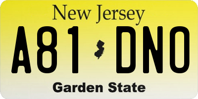 NJ license plate A81DNO