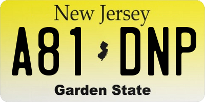 NJ license plate A81DNP