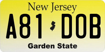 NJ license plate A81DOB