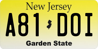 NJ license plate A81DOI