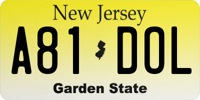 NJ license plate A81DOL