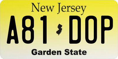 NJ license plate A81DOP