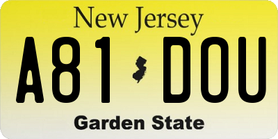 NJ license plate A81DOU