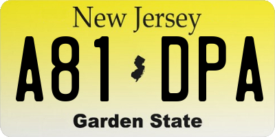 NJ license plate A81DPA