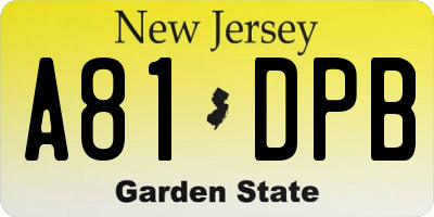 NJ license plate A81DPB