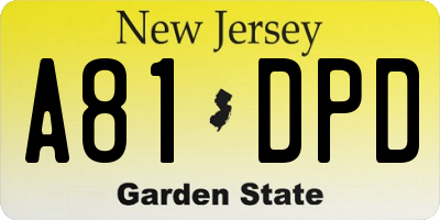 NJ license plate A81DPD