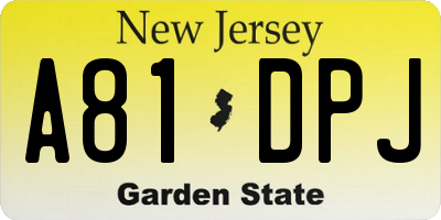 NJ license plate A81DPJ
