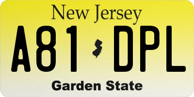 NJ license plate A81DPL