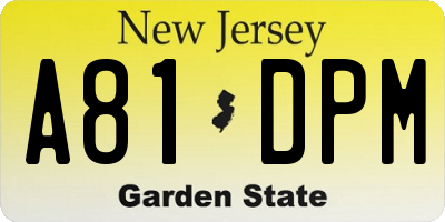 NJ license plate A81DPM