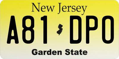 NJ license plate A81DPO