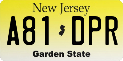NJ license plate A81DPR
