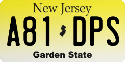 NJ license plate A81DPS
