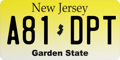 NJ license plate A81DPT