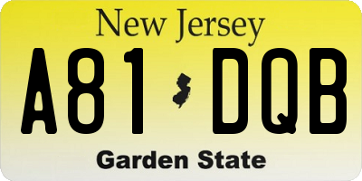 NJ license plate A81DQB