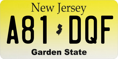 NJ license plate A81DQF