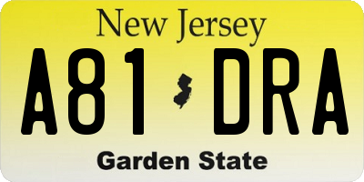 NJ license plate A81DRA