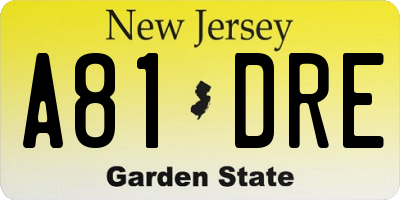 NJ license plate A81DRE