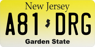 NJ license plate A81DRG