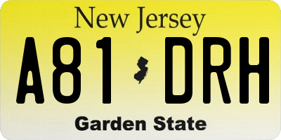NJ license plate A81DRH