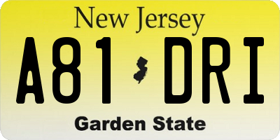 NJ license plate A81DRI