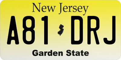 NJ license plate A81DRJ