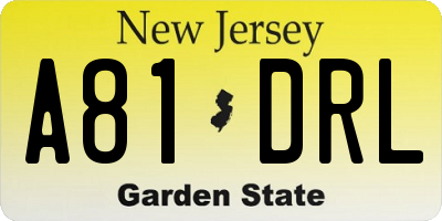 NJ license plate A81DRL