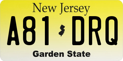 NJ license plate A81DRQ