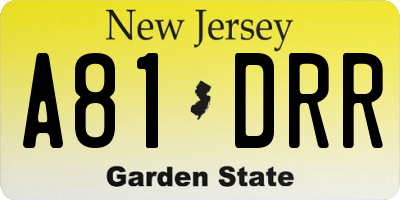 NJ license plate A81DRR