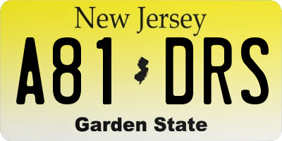 NJ license plate A81DRS