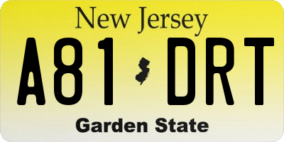 NJ license plate A81DRT