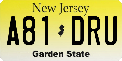 NJ license plate A81DRU