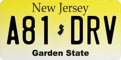 NJ license plate A81DRV