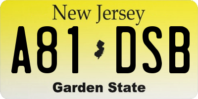 NJ license plate A81DSB