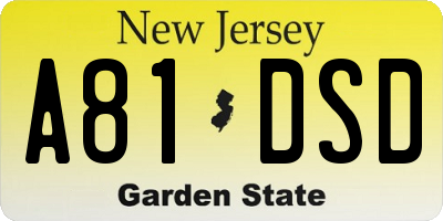 NJ license plate A81DSD