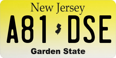 NJ license plate A81DSE
