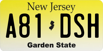 NJ license plate A81DSH