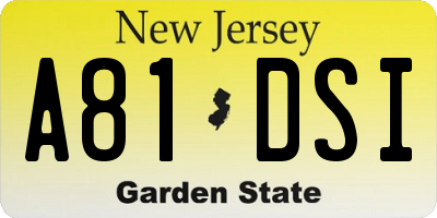 NJ license plate A81DSI