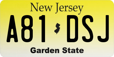 NJ license plate A81DSJ