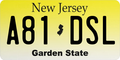 NJ license plate A81DSL