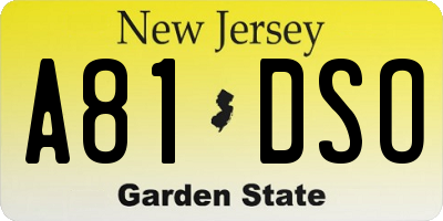 NJ license plate A81DSO